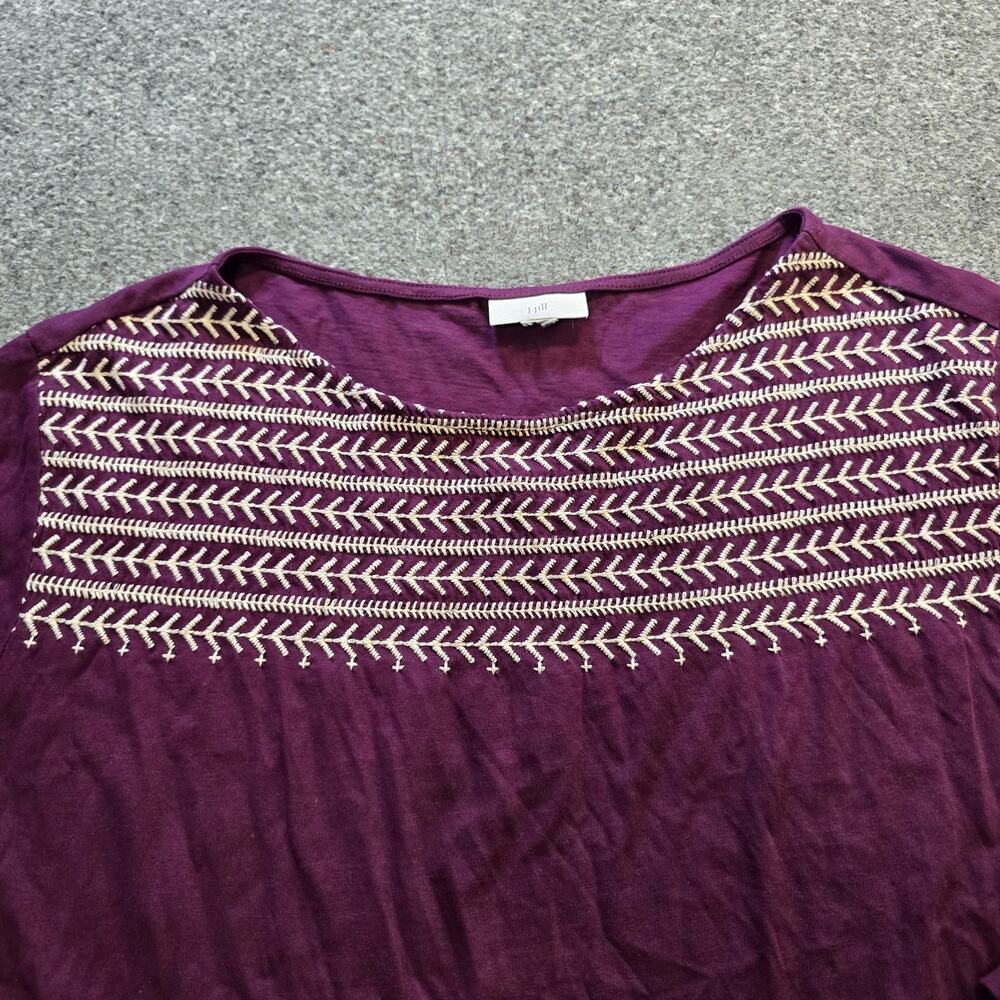 J Jill Top Womens Size 4X Purple Embroidered 3/4 Sleeve Stretchy Wearever Casual - Picture 2 of 9